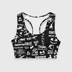 Топик спортивный женский Черно белые логотипы игр, цвет: 3D-принт