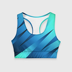 Топик спортивный женский Сине-голубой абстрактные полосы, цвет: 3D-принт