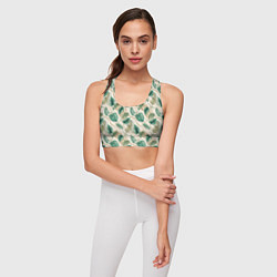 Топик спортивный женский Листья монстеры на мраморном фоне, цвет: 3D-принт — фото 2