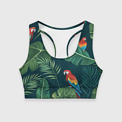 Топик спортивный женский Тропики и попугаи, цвет: 3D-принт
