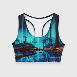 Женский спортивный топ В неоновом лесу