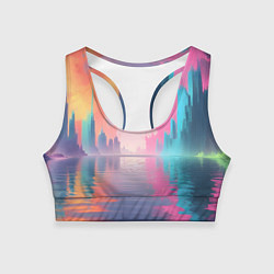 Женский спортивный топ Город в розовом тумане