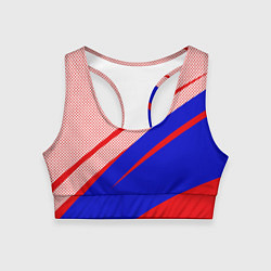 Женский спортивный топ Красно-синий текстурный с полосами