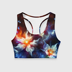 Топик спортивный женский Космические лилии, цвет: 3D-принт