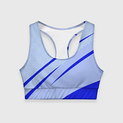 Топик спортивный женский Светло-синий текстура с полосой, цвет: 3D-принт