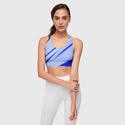 Топик спортивный женский Светло-синий текстура с полосой, цвет: 3D-принт — фото 2