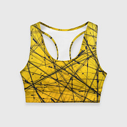 Женский спортивный топ Черные штрихи на желтом