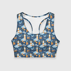 Топик спортивный женский Маяк в облаках, цвет: 3D-принт