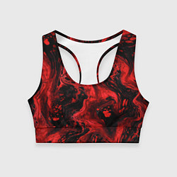 Топик спортивный женский Красно-черные разводы краски - абстрактный узор, цвет: 3D-принт