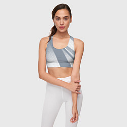 Топик спортивный женский Светлый серо-голубой текстурированный с полосой, цвет: 3D-принт — фото 2
