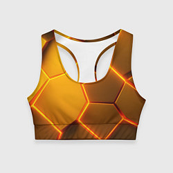Женский спортивный топ Желтые неоновые соты - текстура