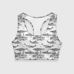 Женский спортивный топ Корюшка и рыбалка в Питере паттерн