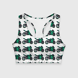 Топик спортивный женский Motorcycle turquoise, цвет: 3D-принт