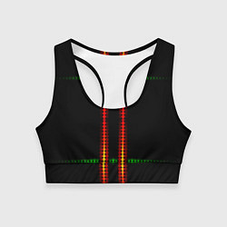 Топик спортивный женский Neon black green circles, цвет: 3D-принт