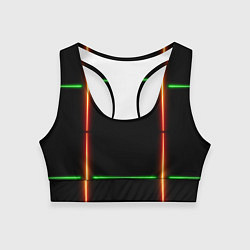 Женский спортивный топ Color black green orange lines