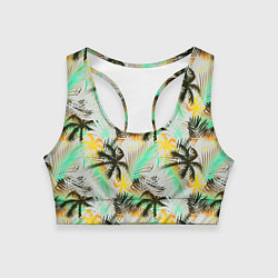 Топик спортивный женский Palm black yellow white, цвет: 3D-принт