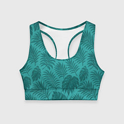 Женский спортивный топ Тропические листья - паттерн
