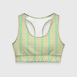 Женский спортивный топ Color beige cage blue stripes