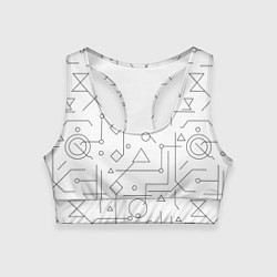 Женский спортивный топ Техно-Геометрия на белое