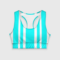 Топик спортивный женский Color blue white stripes, цвет: 3D-принт