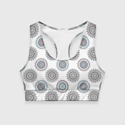 Топик спортивный женский Круглый разноцветный узор мандала, цвет: 3D-принт