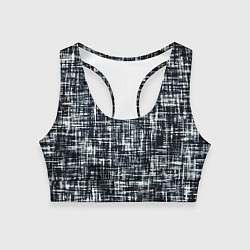 Топик спортивный женский Чёрно-синий с белым текстура, цвет: 3D-принт