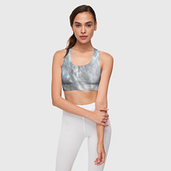 Топик спортивный женский Абстракция - white smoke on gray background, цвет: 3D-принт — фото 2