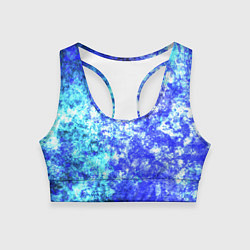 Топик спортивный женский Абстракция - blue background - white glow, цвет: 3D-принт