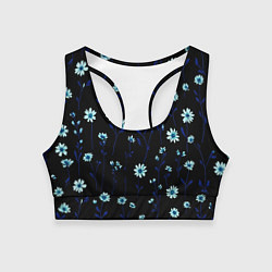 Женский спортивный топ Паттерн с маленькими синими цветами