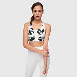 Топик спортивный женский Чёрно-белая абстракция нейроарт, цвет: 3D-принт — фото 2