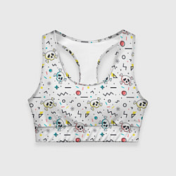 Топик спортивный женский Паттерн с черепами и геометрическими фигурами на Х, цвет: 3D-принт