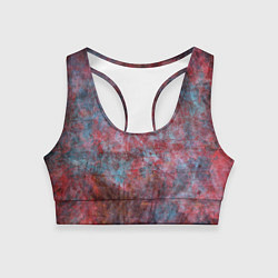 Топик спортивный женский Абстракция - red rust on blue, цвет: 3D-принт