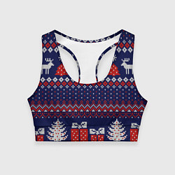 Женский спортивный топ Новогодний вязаный паттерн