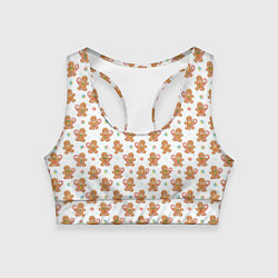 Женский спортивный топ Имбирные человечки и карамельные трости