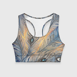 Женский спортивный топ Синие перья с самоцветами