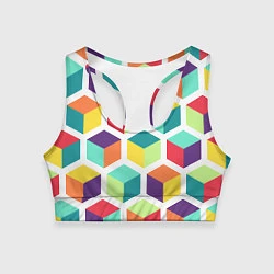 Топик спортивный женский 3D кубы, цвет: 3D-принт