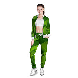 Олимпийка женская 3d Green abstract, цвет: 3D-белый — фото 2