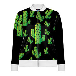 Олимпийка женская Cactus Time - Веселые кактусы, цвет: 3D-белый