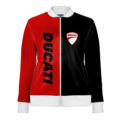 Олимпийка женская DUCATI BLACK RED BACKGROUND, цвет: 3D-белый