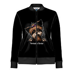 Олимпийка женская Собачка Йоркширский Терьер, цвет: 3D-черный