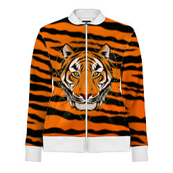 Олимпийка женская Тигр настоящий хищник, цвет: 3D-белый