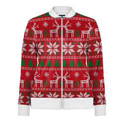 Олимпийка женская Вязаный принт с оленями, цвет: 3D-белый