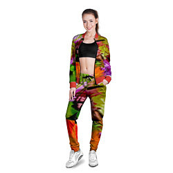 Олимпийка женская Разноцветная абстрактная композиция Лето Multi-col, цвет: 3D-красный — фото 2