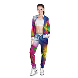 Олимпийка женская Абстрактный разноцветный текстурированный фон, цвет: 3D-белый — фото 2