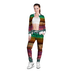 Олимпийка женская Multicolored thin stripes Разноцветные полосы, цвет: 3D-белый — фото 2