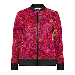 Олимпийка женская Цветы с сердцами, цвет: 3D-черный