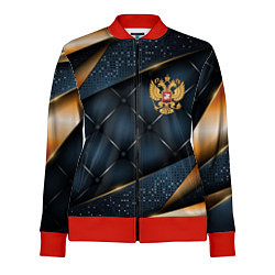 Олимпийка женская Золотой герб России на объемном фоне, цвет: 3D-красный