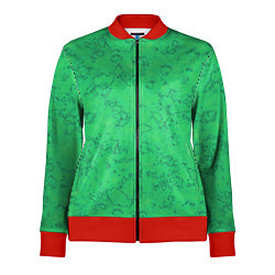Олимпийка женская Мраморный зеленый яркий узор, цвет: 3D-красный