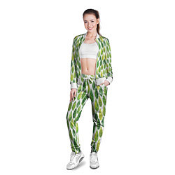 Олимпийка женская Акварельные листья, цвет: 3D-белый — фото 2