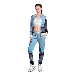 Олимпийка женская Синий и тёмный песок и краски, цвет: 3D-белый — фото 2